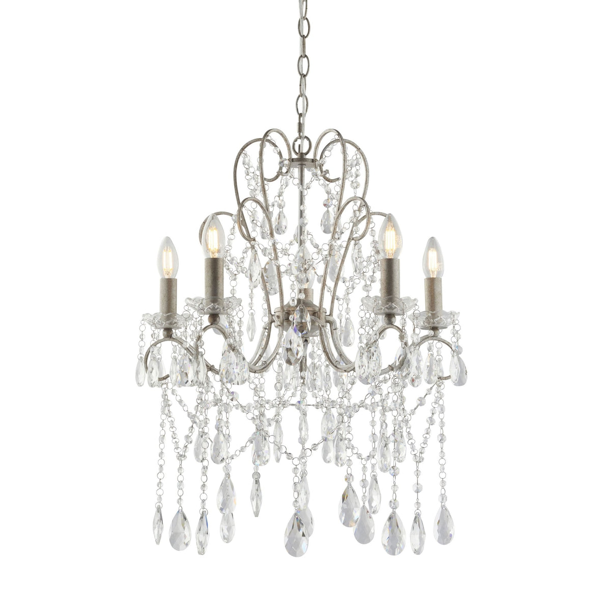 Berkley Five Light Chandelier in Aged Silver