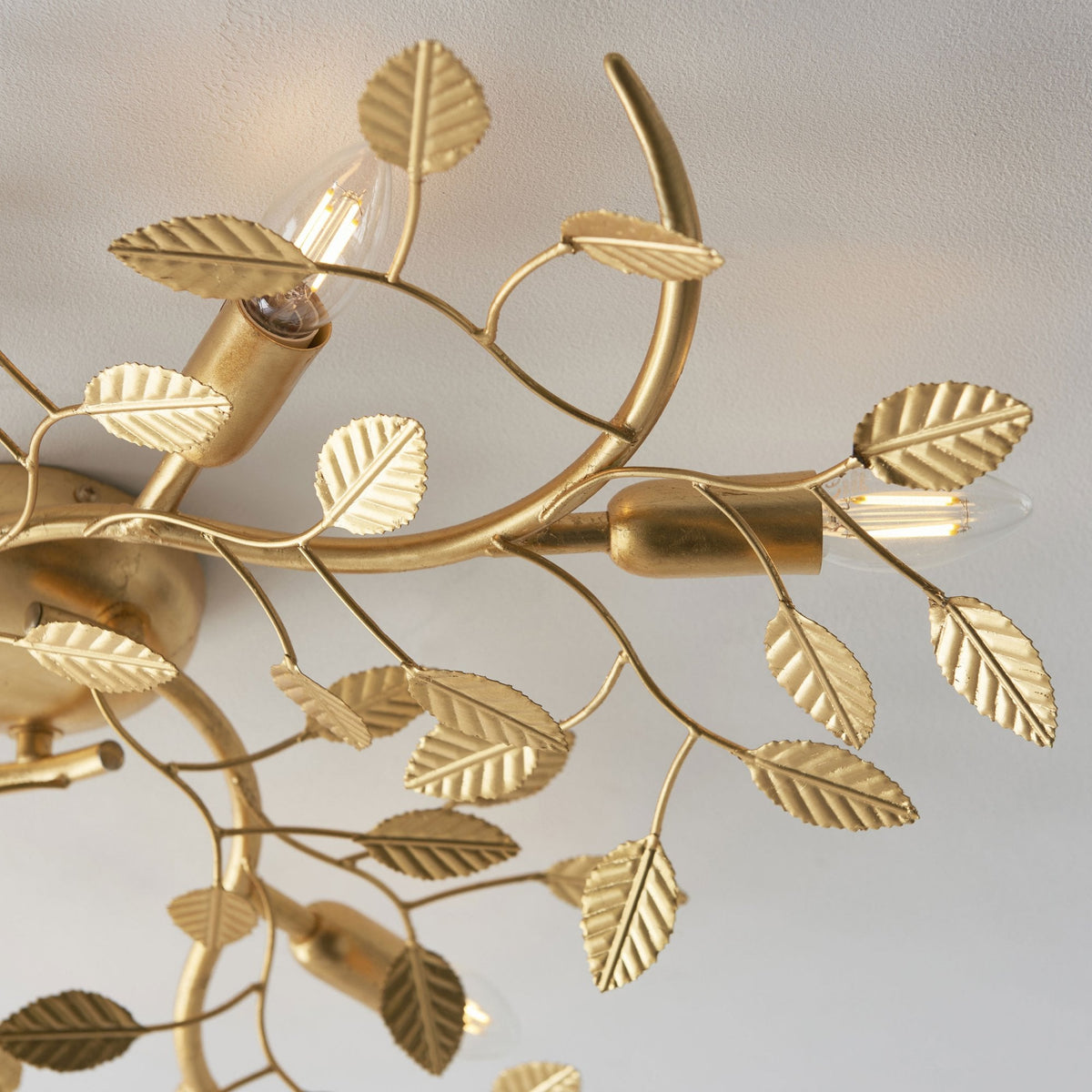Linette Six Lamp Flush Ceiling Light in Gold Leaf