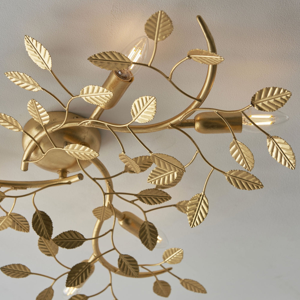 Linette Six Lamp Flush Ceiling Light in Gold Leaf