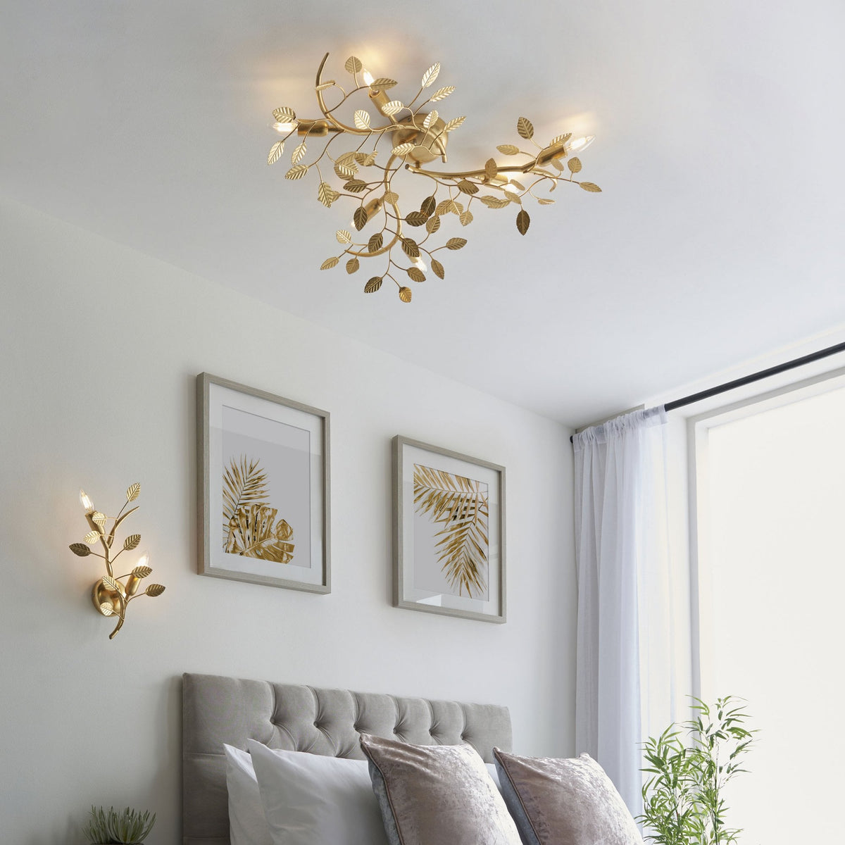 Linette Six Lamp Flush Ceiling Light in Gold Leaf
