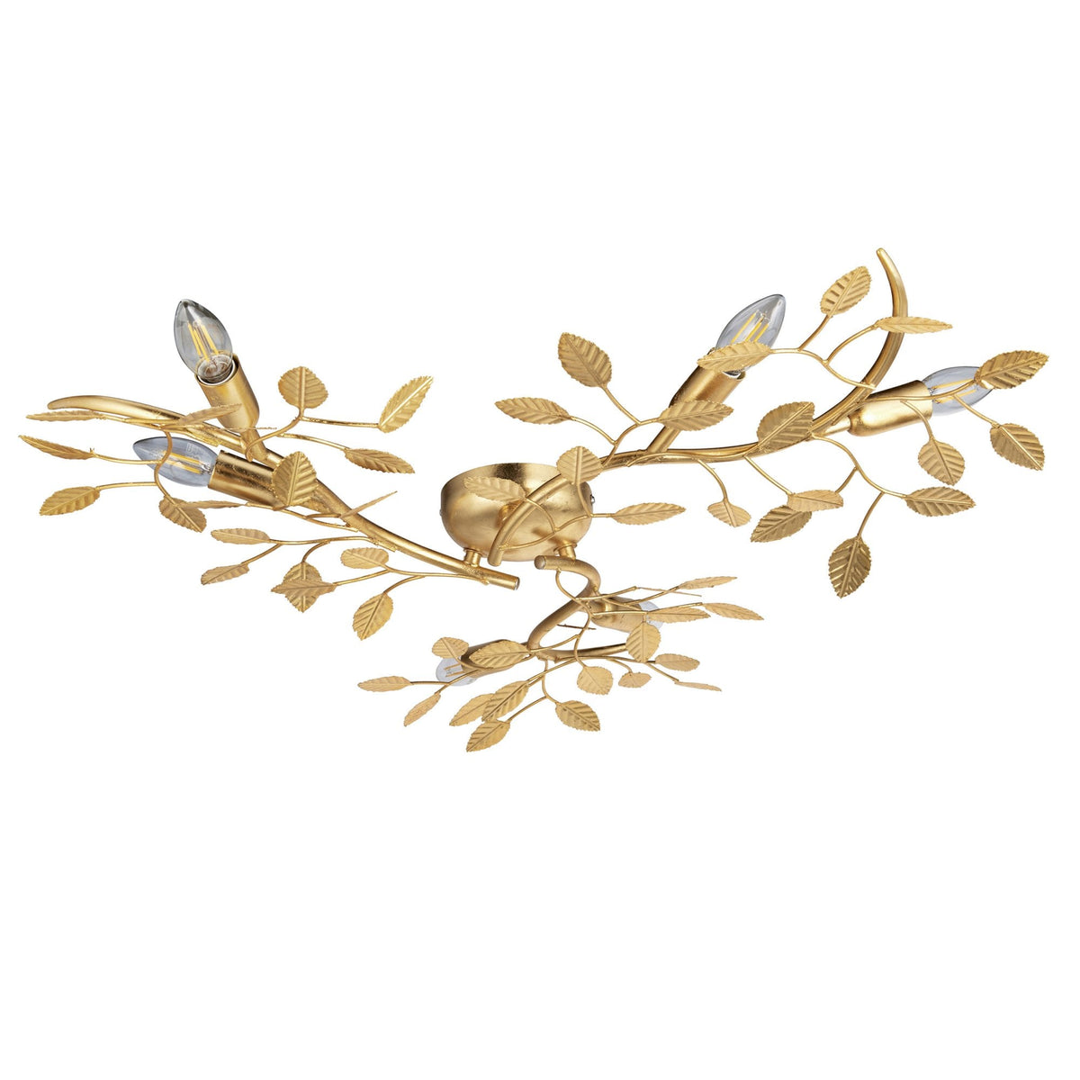 Linette Six Lamp Flush Ceiling Light in Gold Leaf