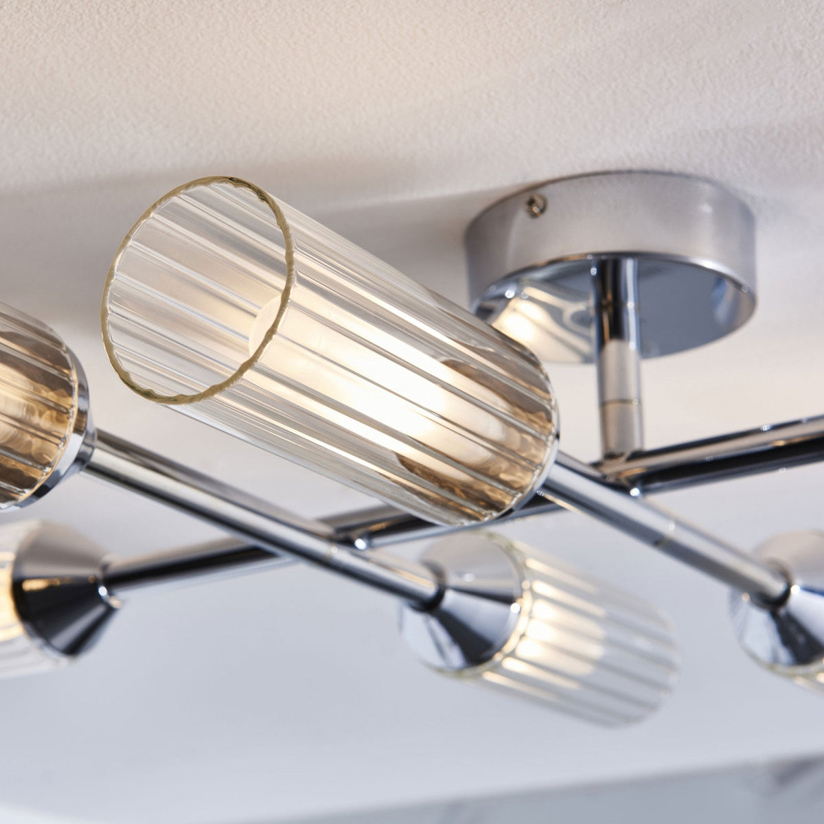 Natori IP44 Six Lamp Semi Flush Ceiling Light in Chrome