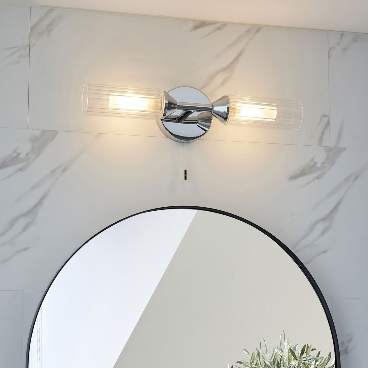 Natori IP44 Switched Double Wall Light in Chrome