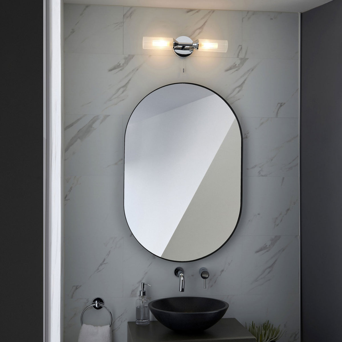 Natori IP44 Switched Double Wall Light in Chrome