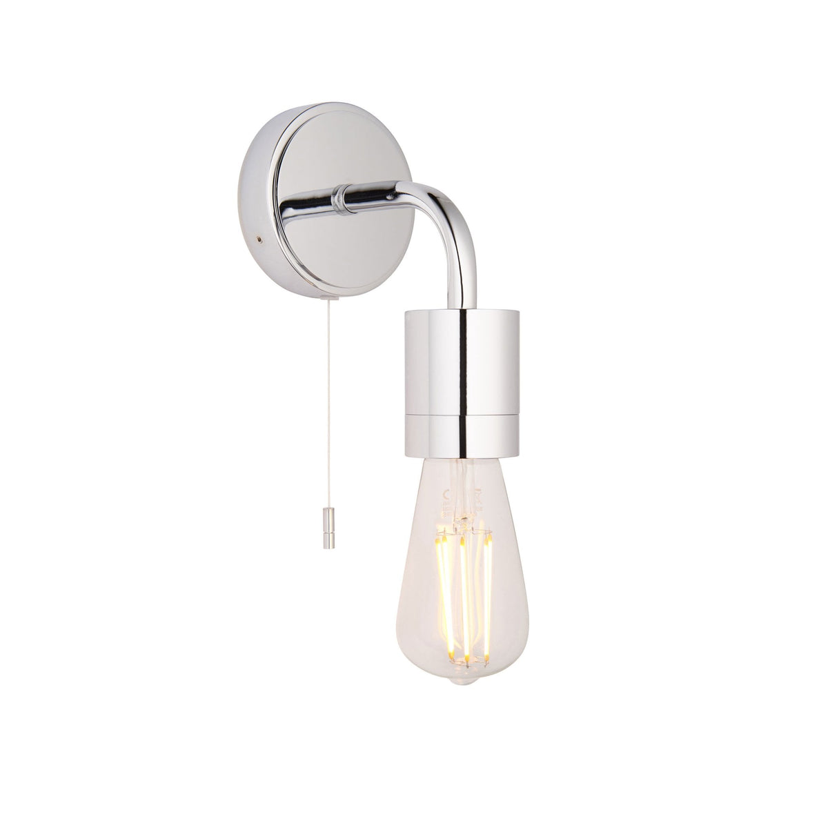 Modern IP44 Single Switched Wall Light in Polished Chrome