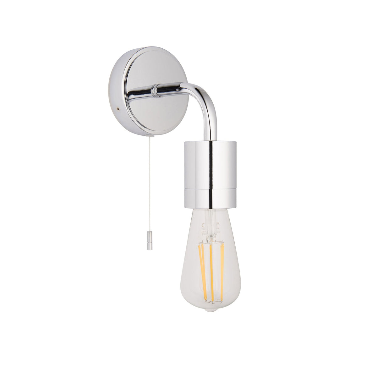 Modern IP44 Single Switched Wall Light in Polished Chrome