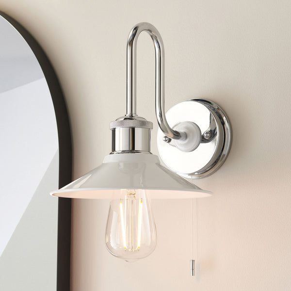 Maris IP44 Fisherman Switched Wall Light in Chrome & Gloss White