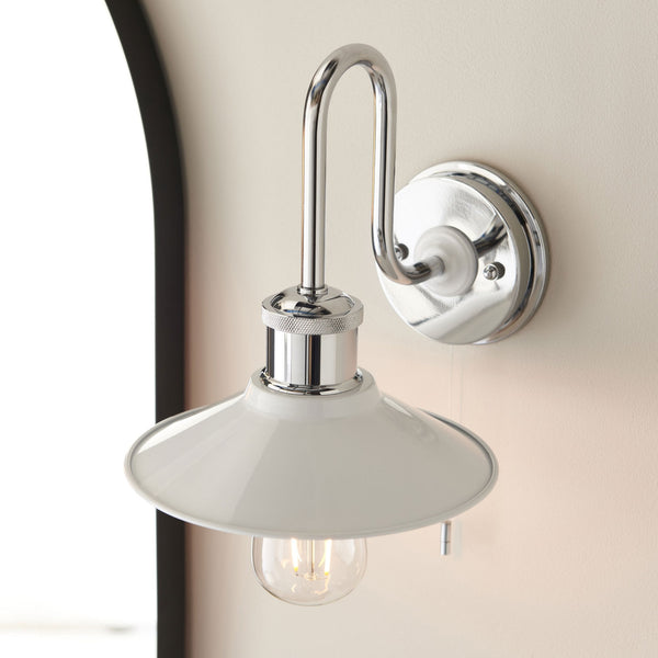 Maris IP44 Fisherman Switched Wall Light in Chrome & Gloss White