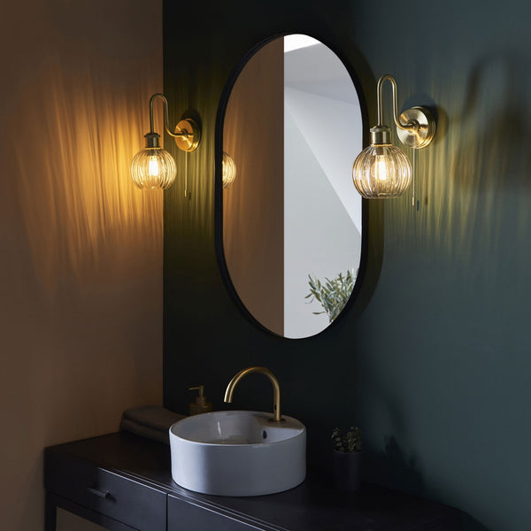 Kendall IP44 Switched Wall Light in Satin Brass