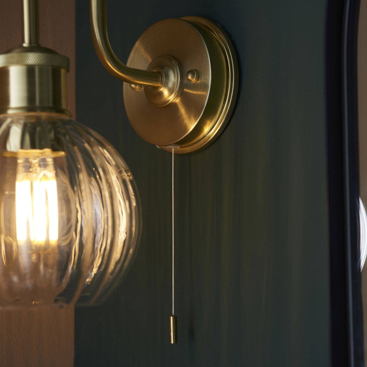 Kendall IP44 Switched Wall Light in Satin Brass