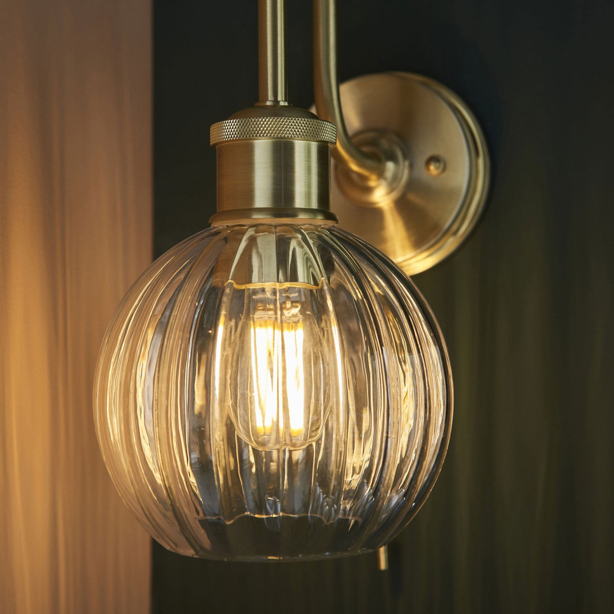 Kendall IP44 Switched Wall Light in Satin Brass