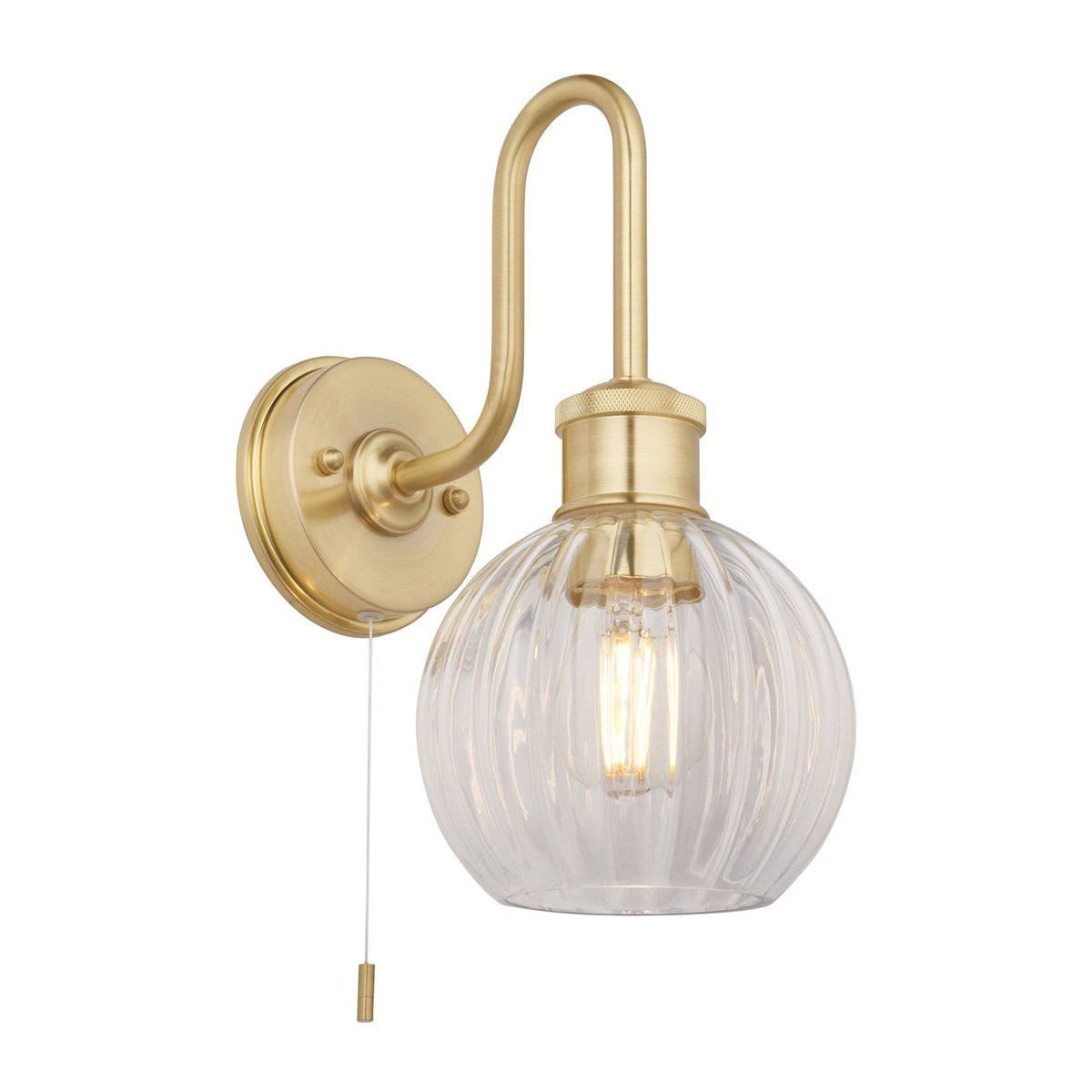 Kendall IP44 Switched Wall Light in Satin Brass