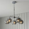 Dimple 5lt Pendant in Chrome & Smokey Mirrored Glass