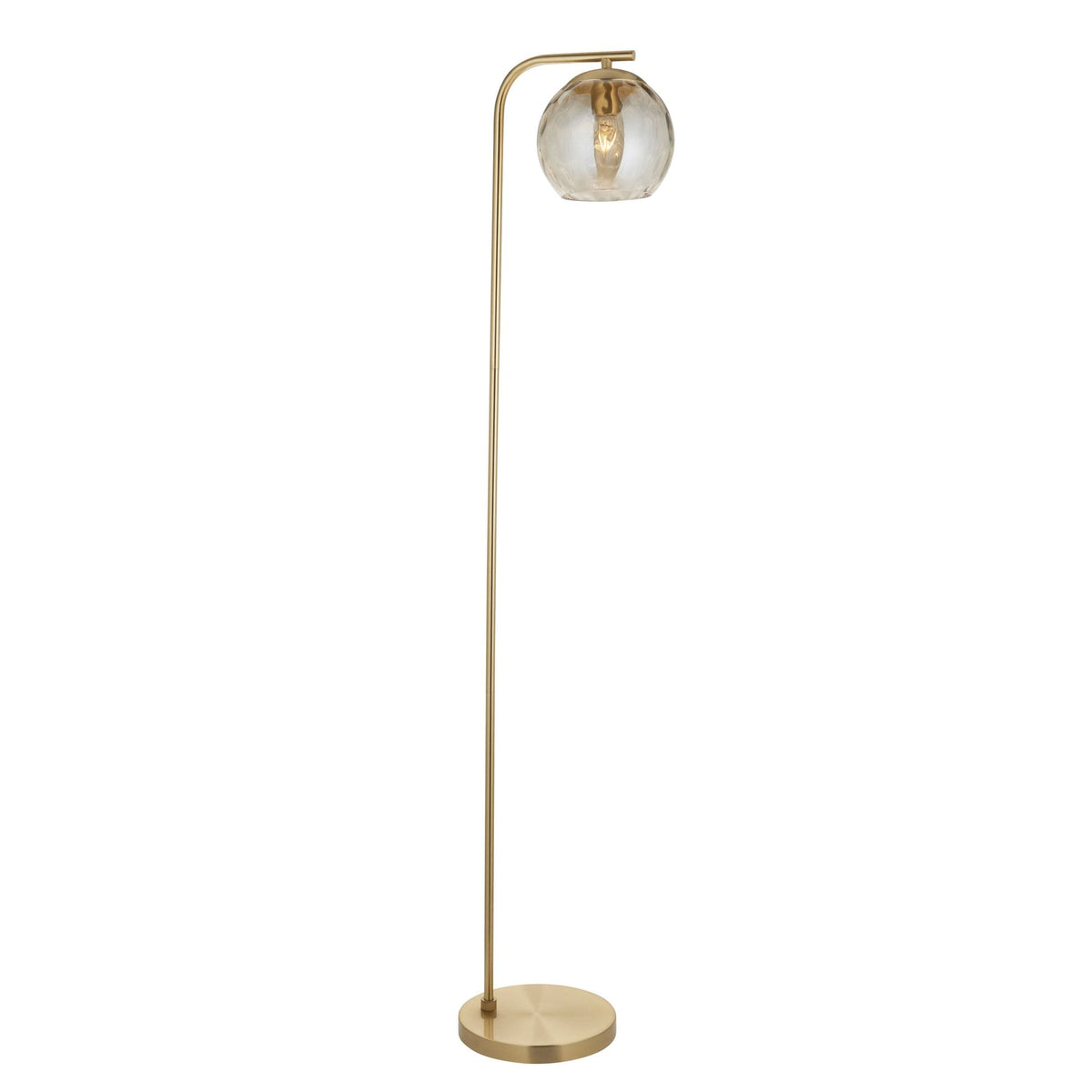 Dimple 1lt Floor Lamp in Brushed Brass & Champagne Lustre Glass
