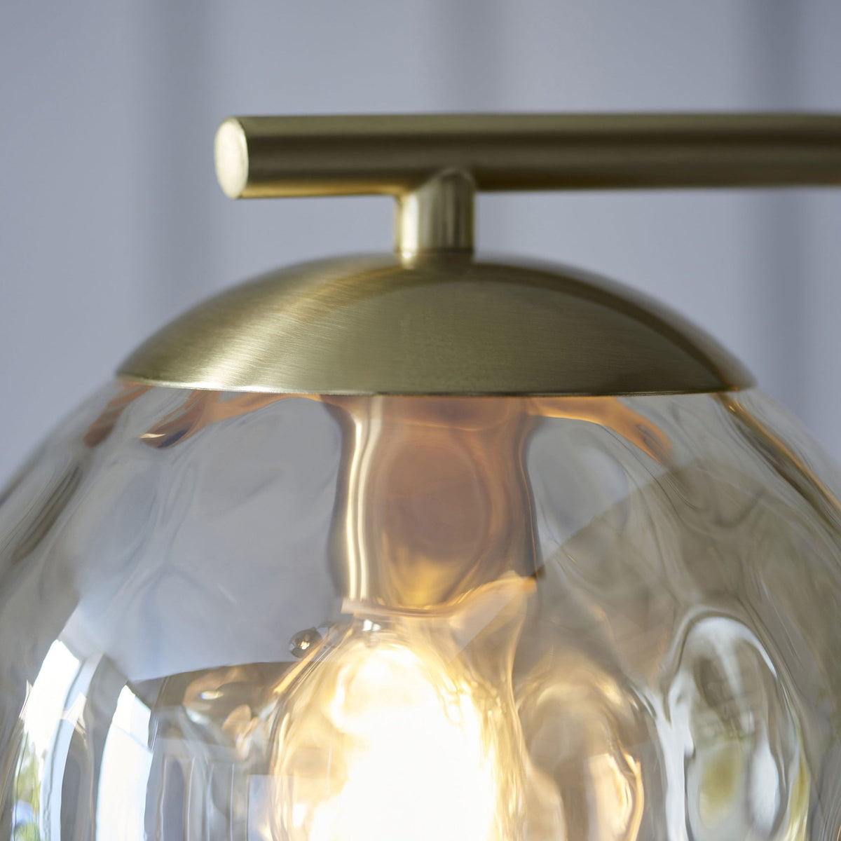 Dimple 1lt Floor Lamp in Brushed Brass & Champagne Lustre Glass