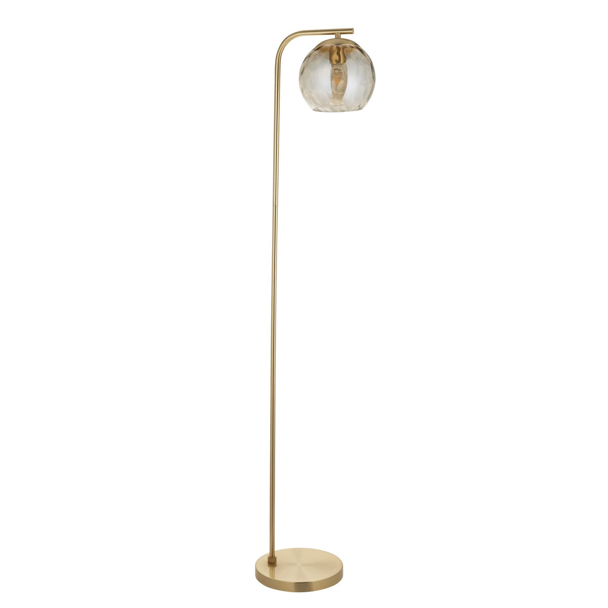 Dimple 1lt Floor Lamp in Brushed Brass & Champagne Lustre Glass