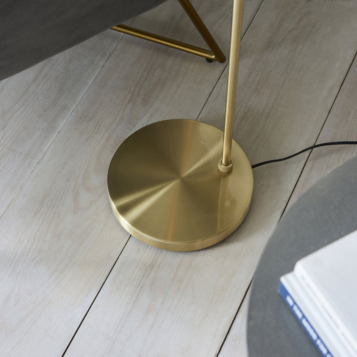 Dimple 1lt Floor Lamp in Brushed Brass & Champagne Lustre Glass