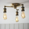 Hal Trio Antique Brass Semi Flush Ceiling Light