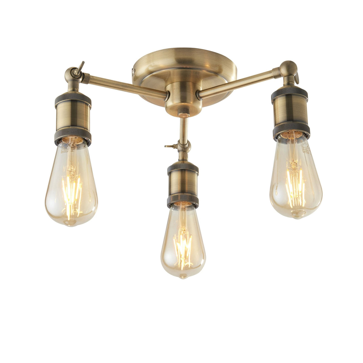 Hal Trio Antique Brass Semi Flush Ceiling Light