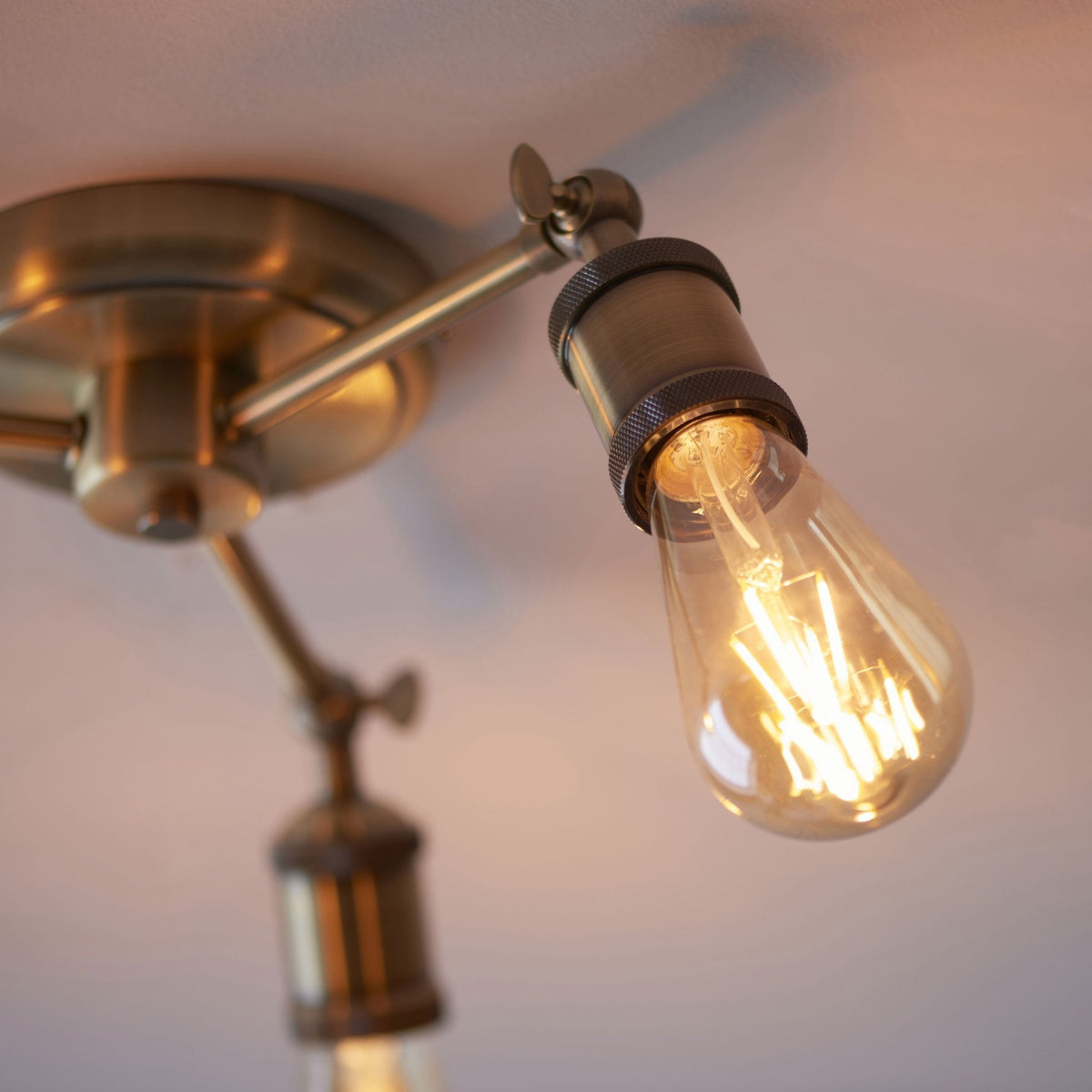 Hal Trio Antique Brass Semi Flush Ceiling Light