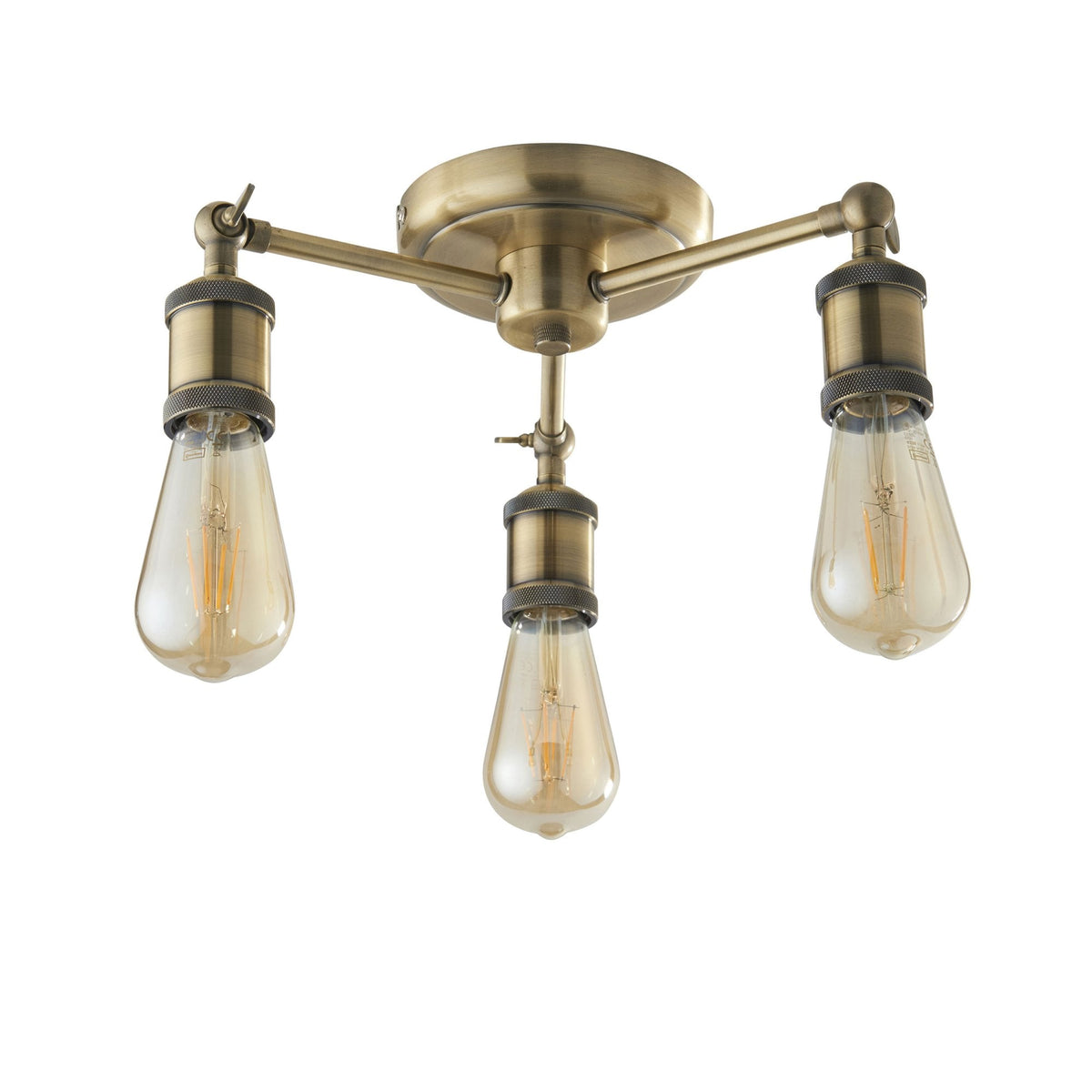 Hal Trio Antique Brass Semi Flush Ceiling Light