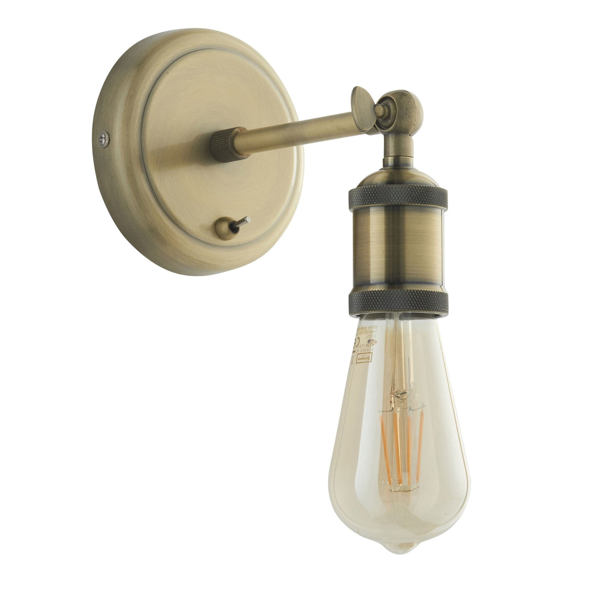 Hal Single Antique Brass Wall Light