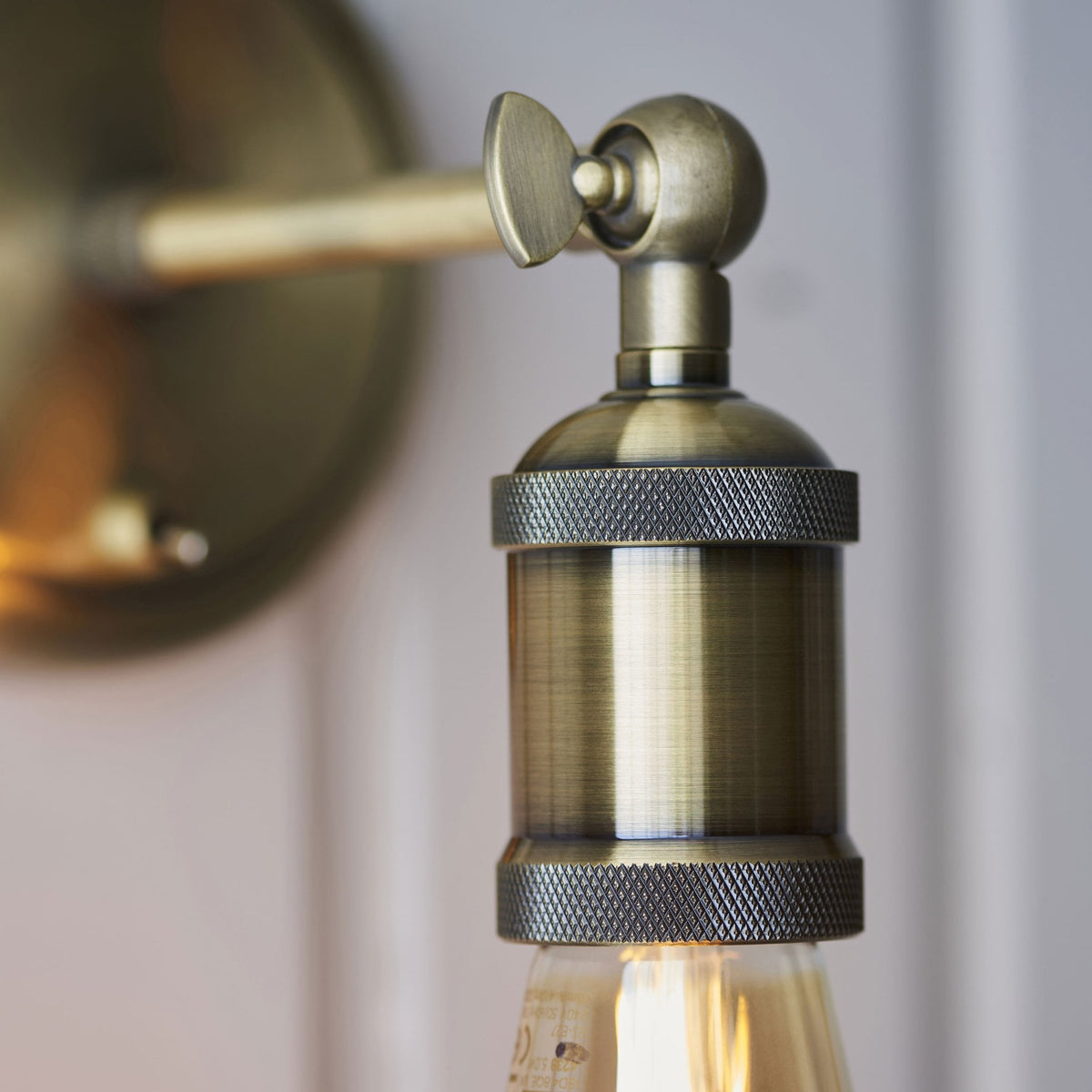 Hal Single Antique Brass Wall Light