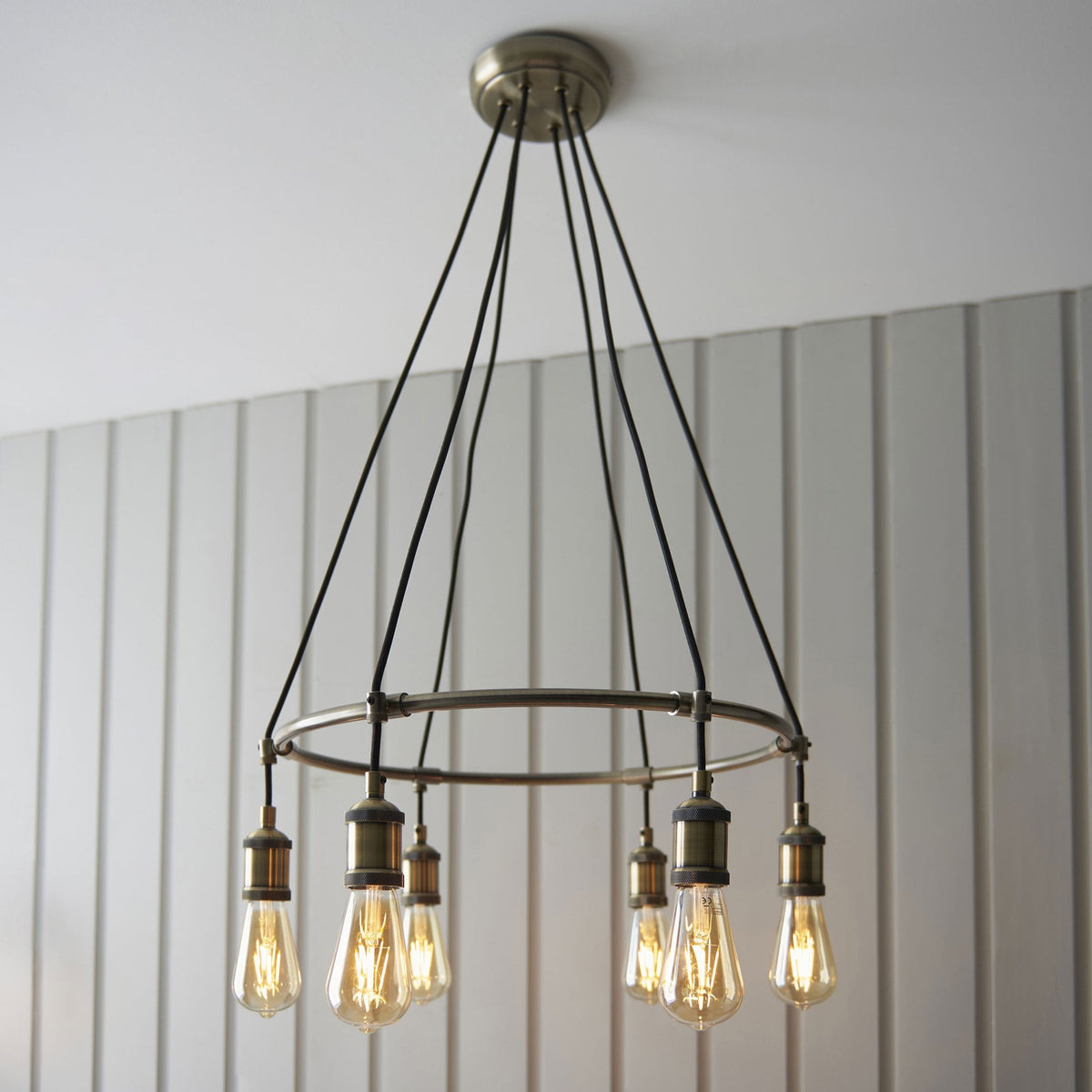 Hal Six Light Antique Brass Pendant
