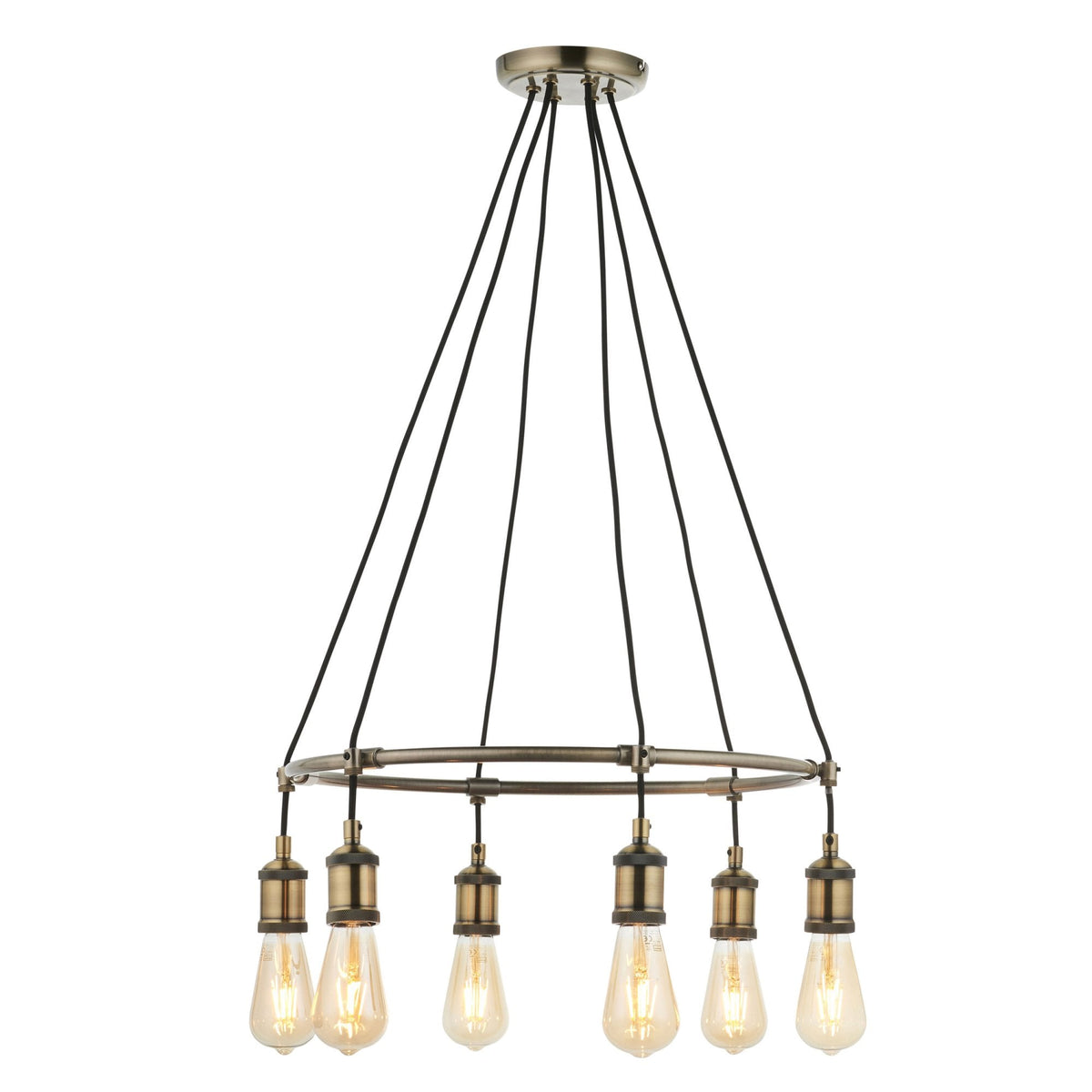 Hal Six Light Antique Brass Pendant