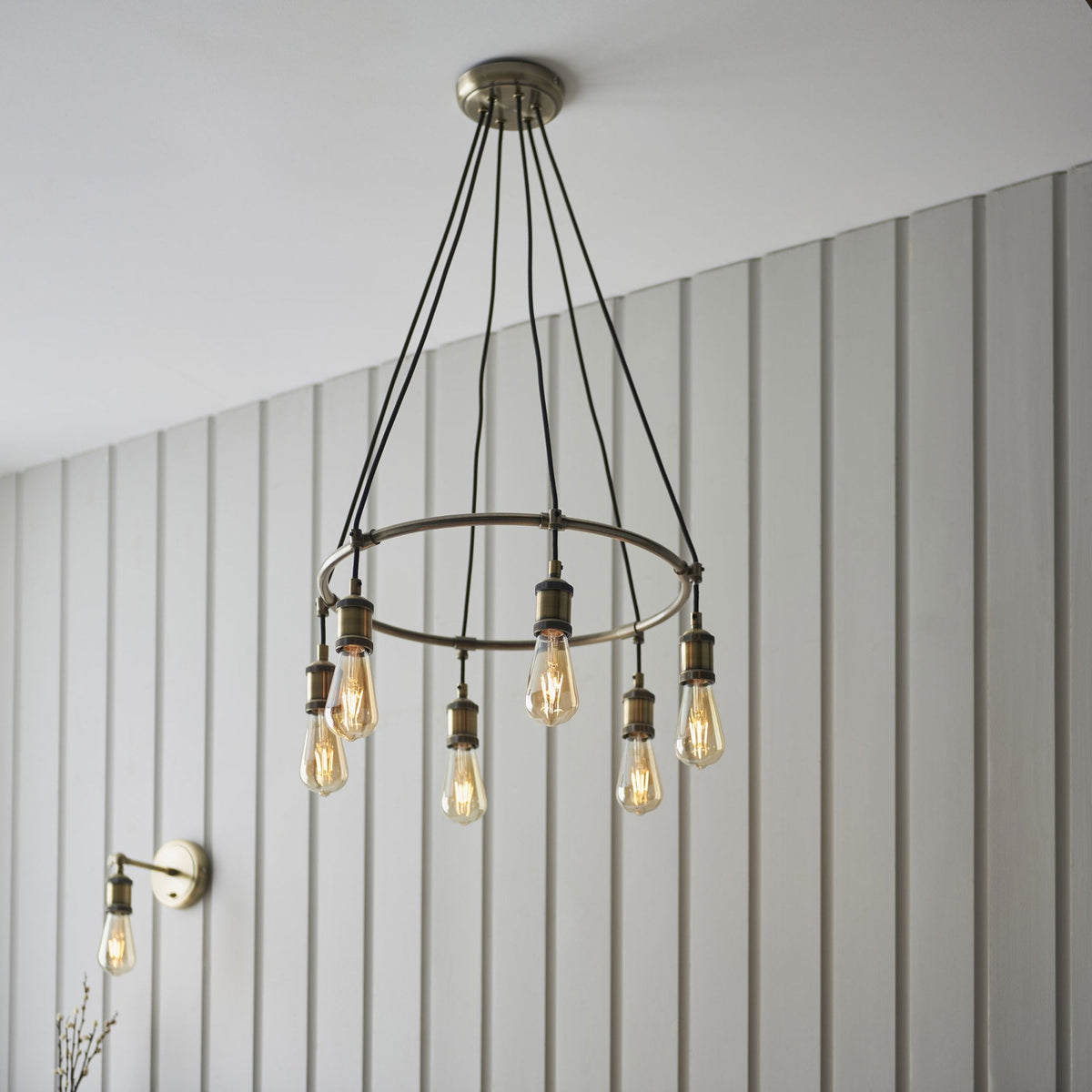 Hal Six Light Antique Brass Pendant