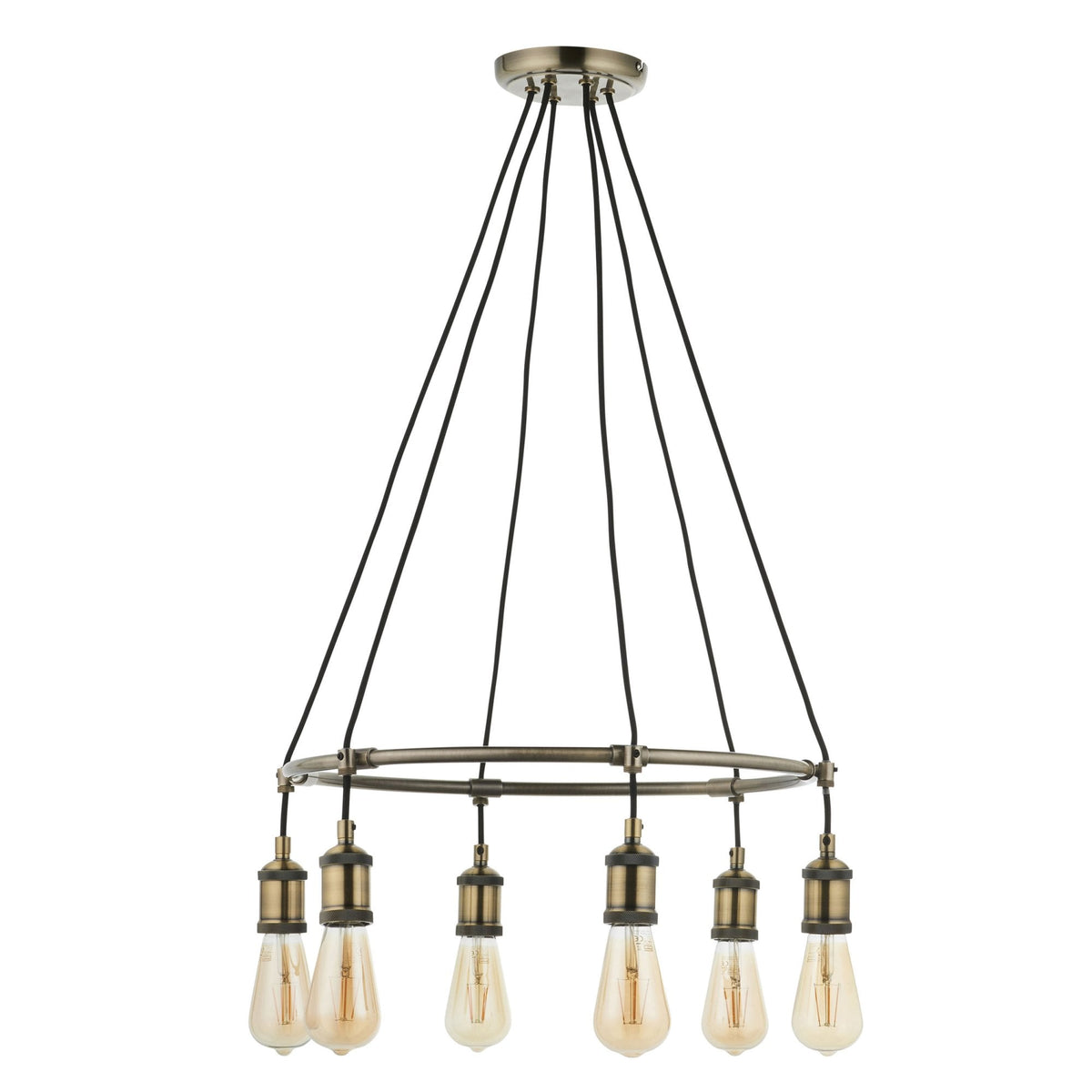 Hal Six Light Antique Brass Pendant