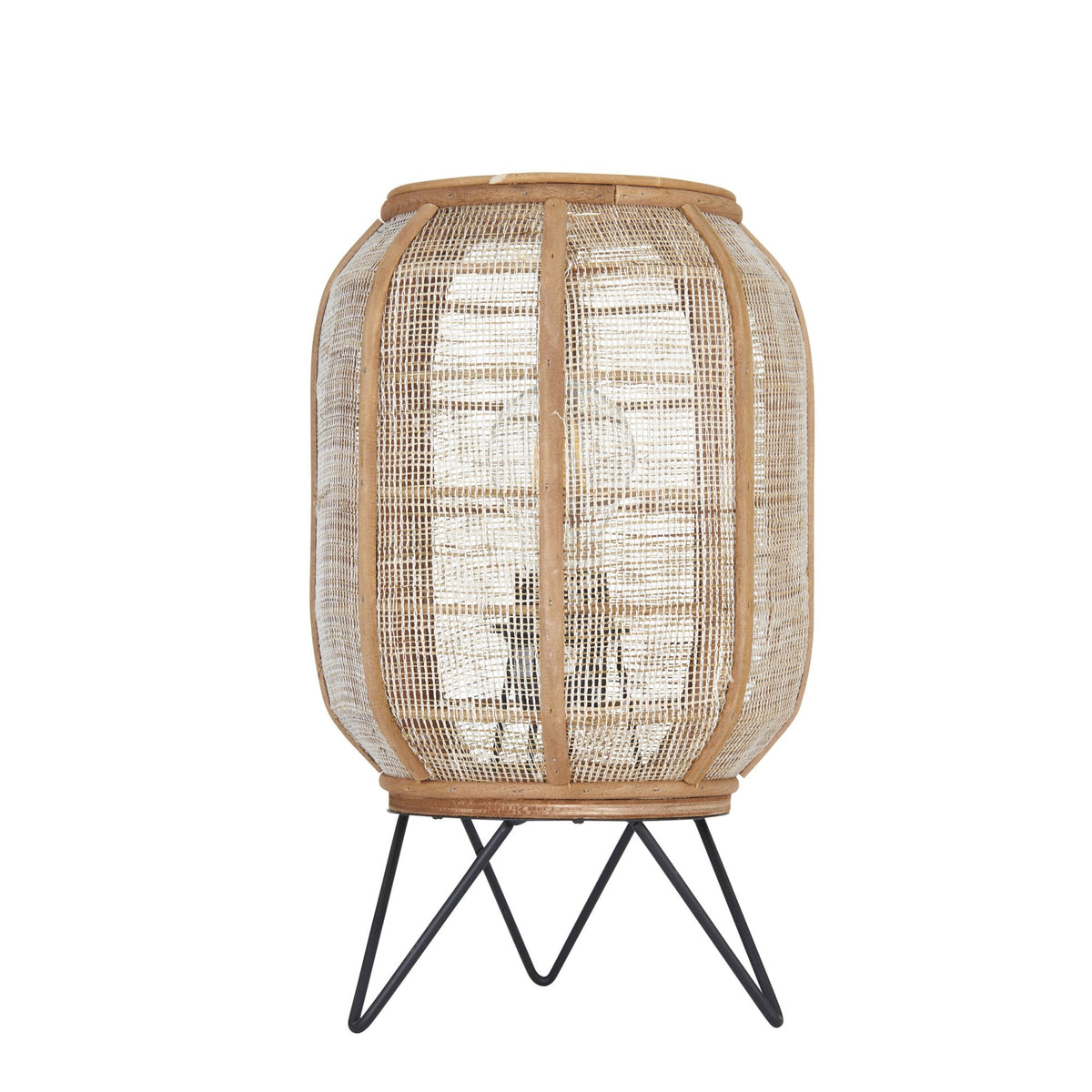 Zaire Handmade Table Lamp in Wood and Natural Linen