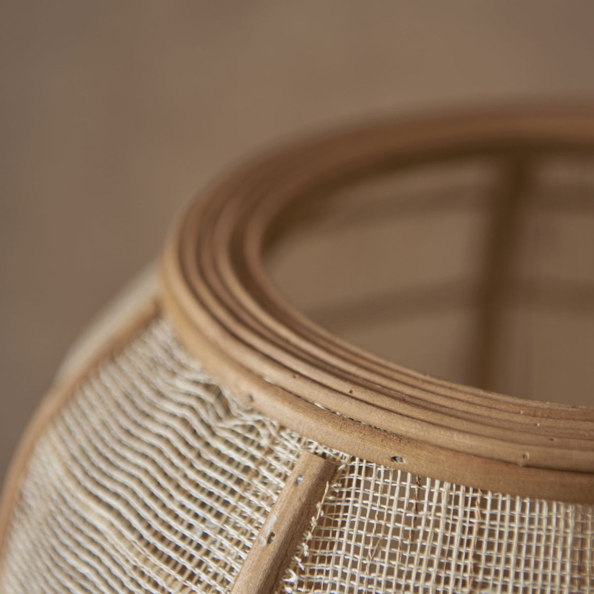 Zaire Handmade Floor Lamp in Wood and Natural Linen