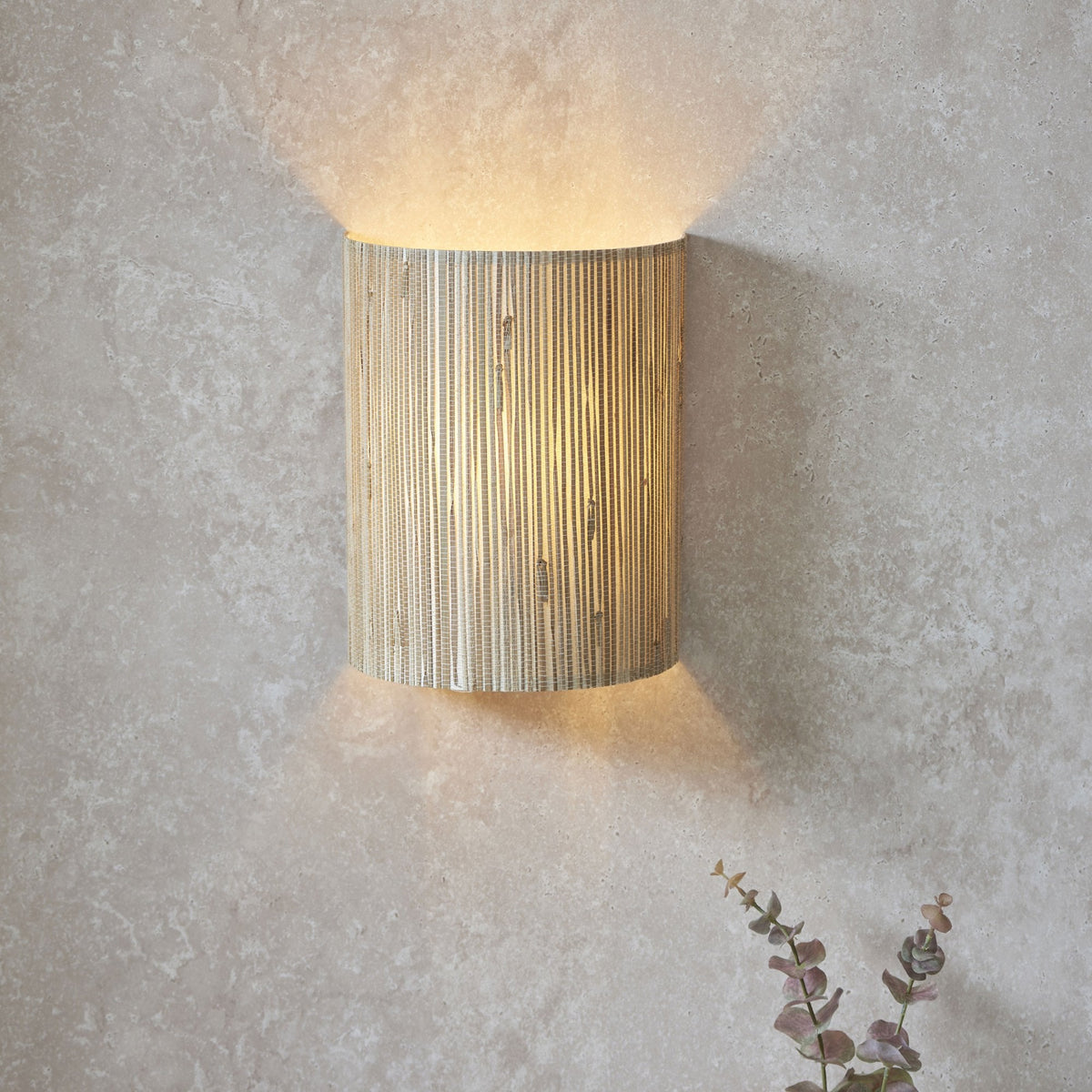 Longshore Wall Light with Natural Seagrass Half Cylindrical Shade