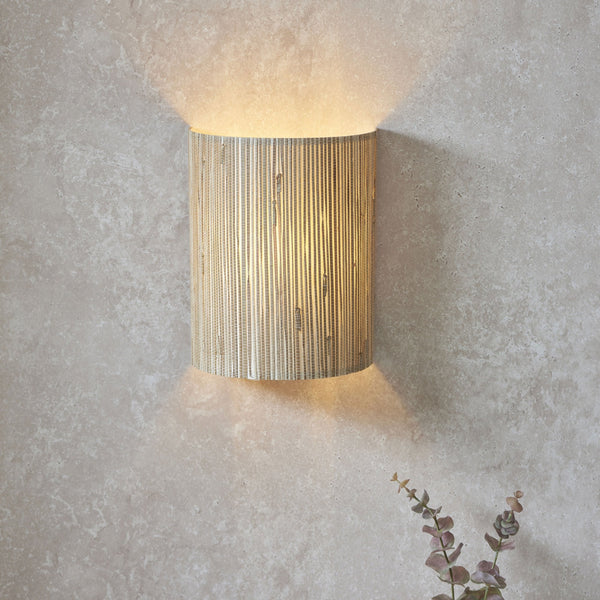 Longshore Wall Light with Natural Seagrass Half Cylindrical Shade