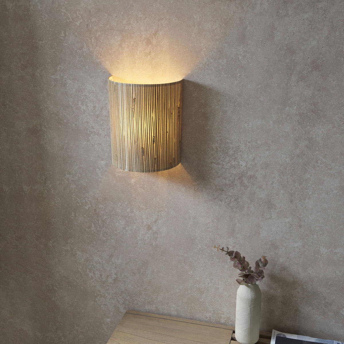 Longshore Wall Light with Natural Seagrass Half Cylindrical Shade