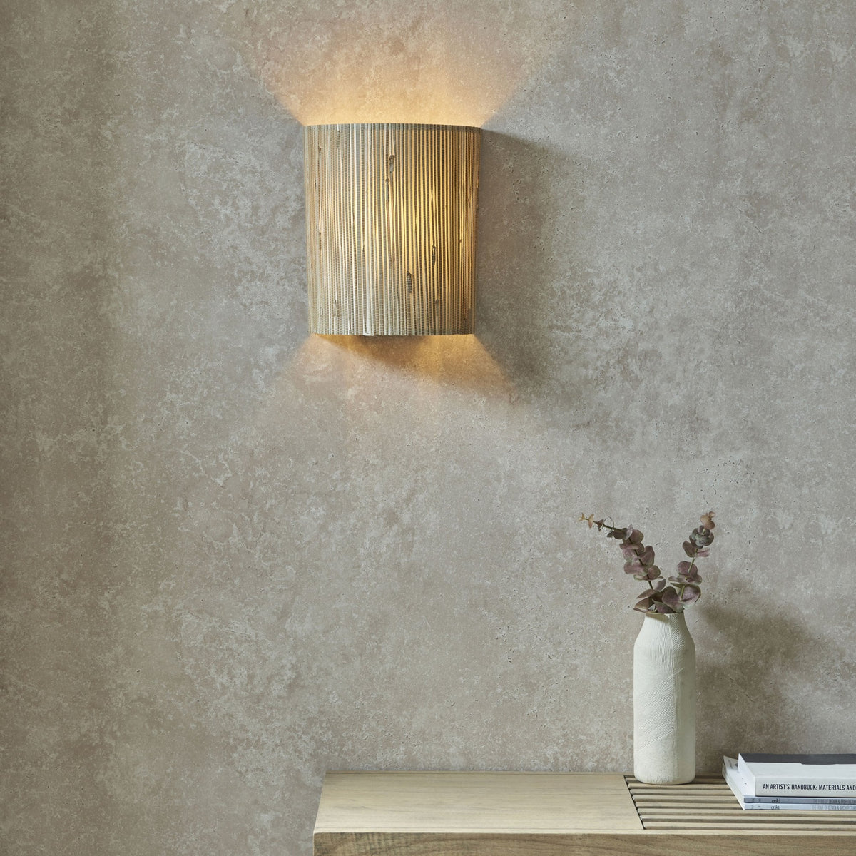 Longshore Wall Light with Natural Seagrass Half Cylindrical Shade