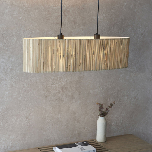 Longshore 2lt Linear Pendant with Natural Seagrass Oval Shade
