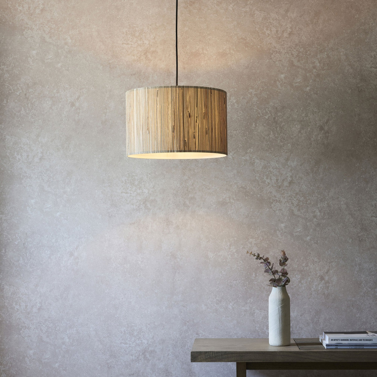 Longshore Pendant with Natural Seagrass Drum Shade