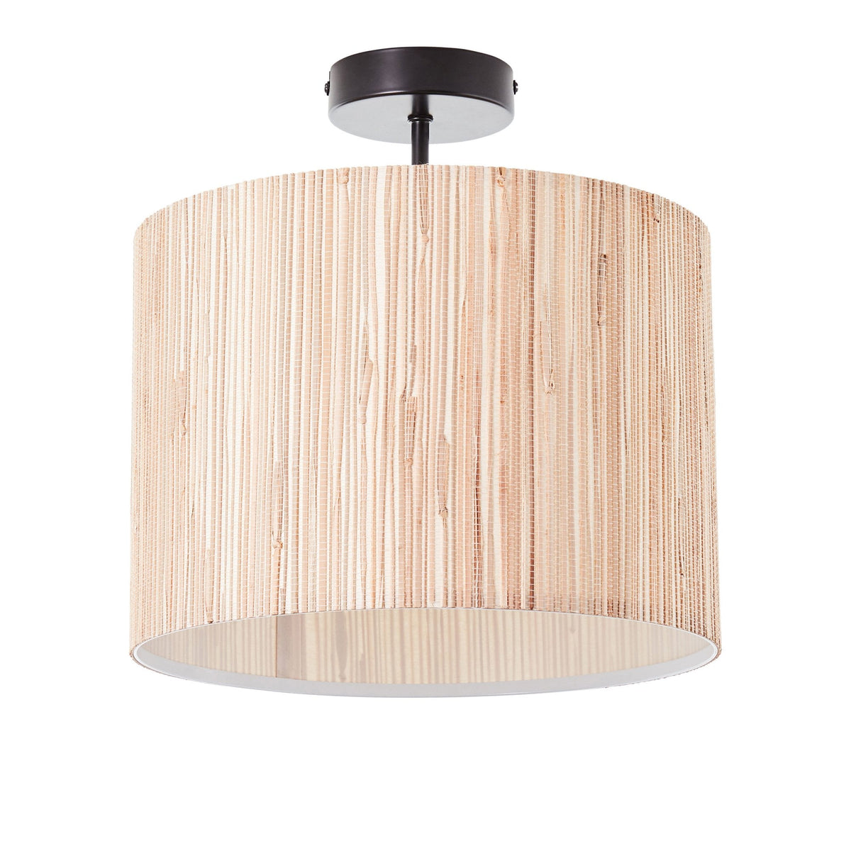 Longshore Semi Flush Light with Natural Seagrass Drum Shade