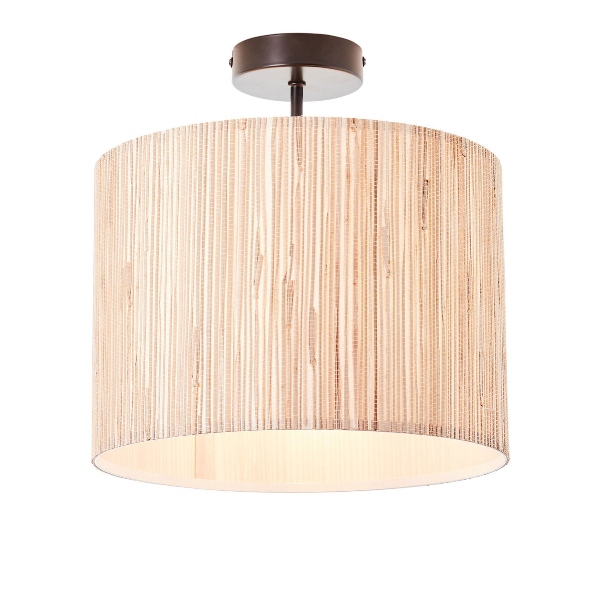 Longshore Semi Flush Light with Natural Seagrass Drum Shade
