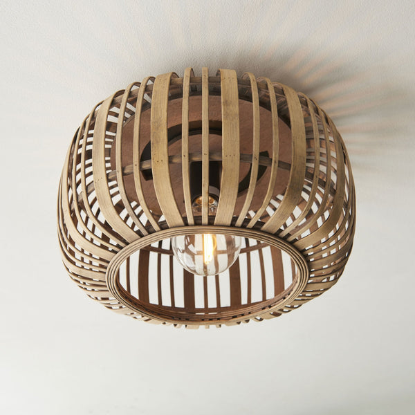 Mathias Flush Ceiling Light with Light Bamboo Cage