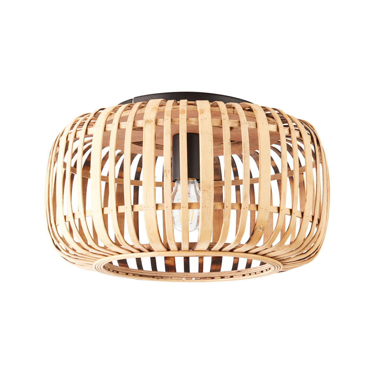 Mathias Flush Ceiling Light with Light Bamboo Cage