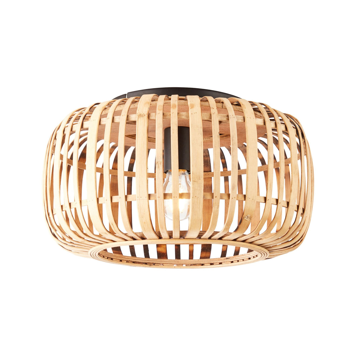 Mathias Flush Ceiling Light with Light Bamboo Cage