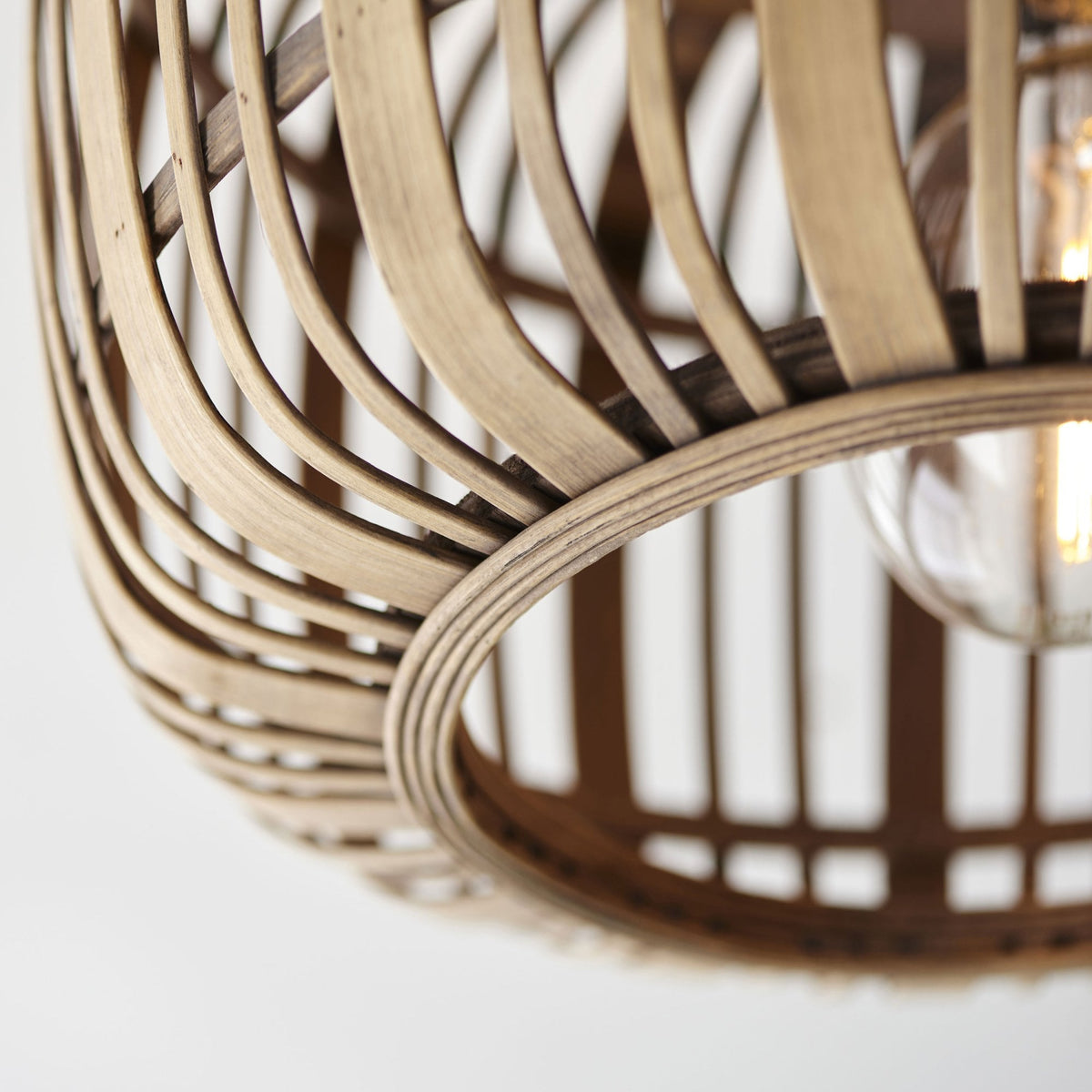 Mathias Flush Ceiling Light with Light Bamboo Cage