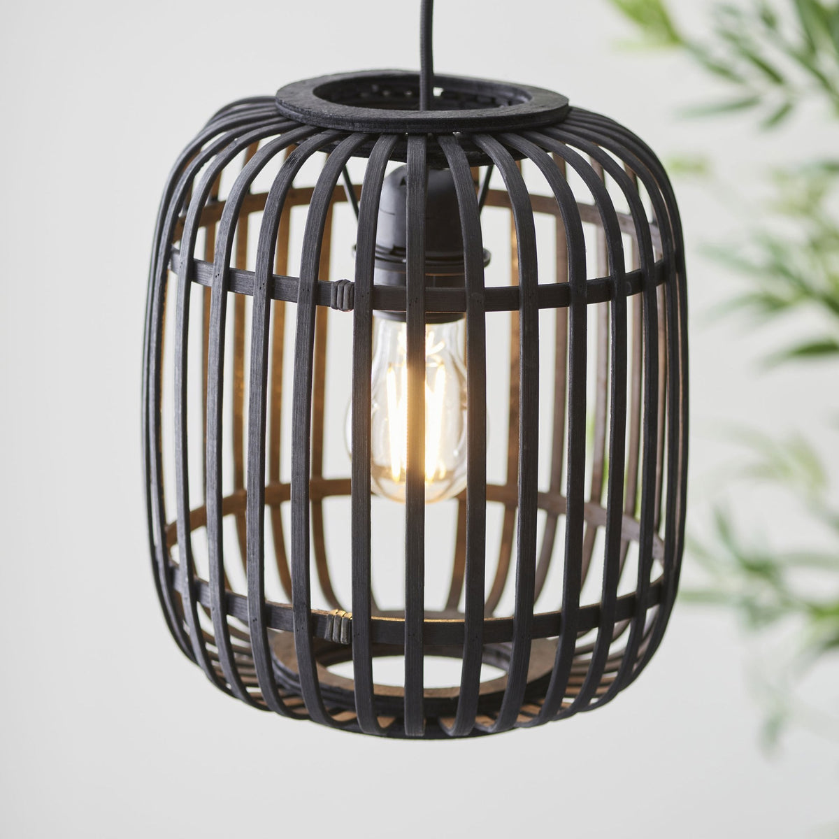 Mathias Single Pendant with Dark Bamboo Cage