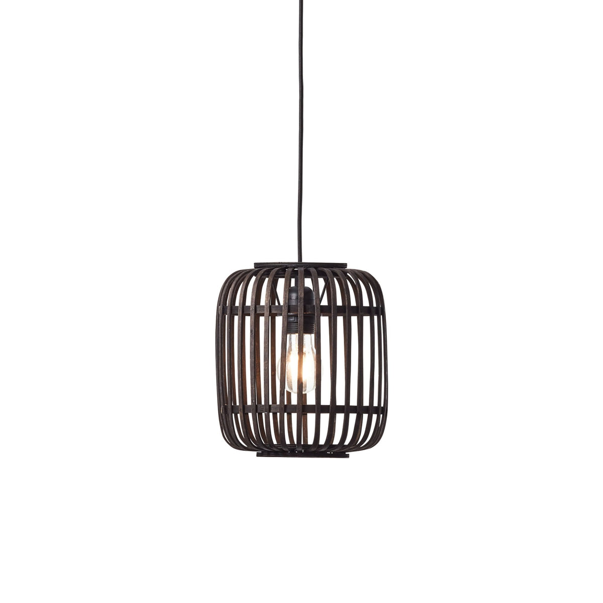 Mathias Single Pendant with Dark Bamboo Cage