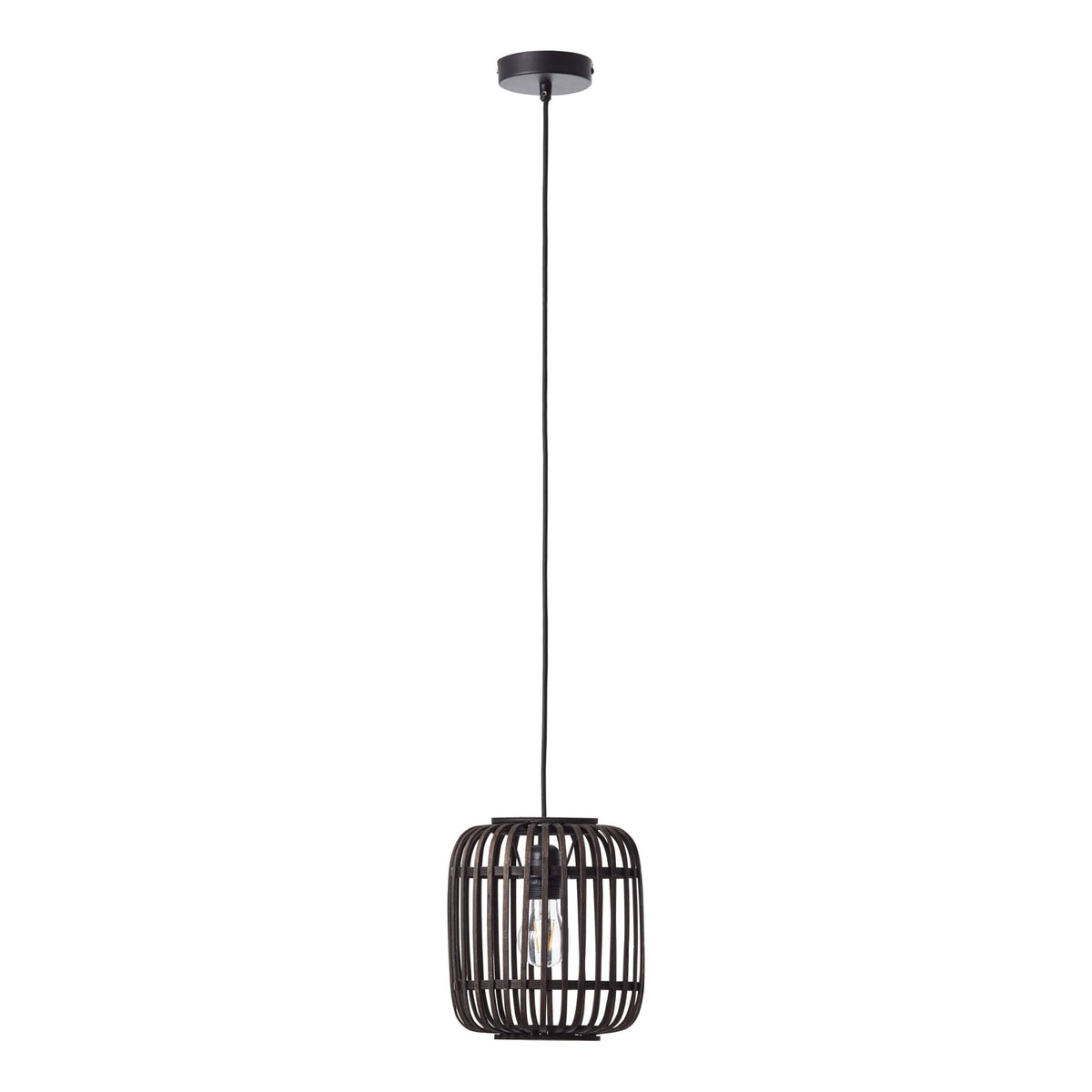 Mathias Single Pendant with Dark Bamboo Cage