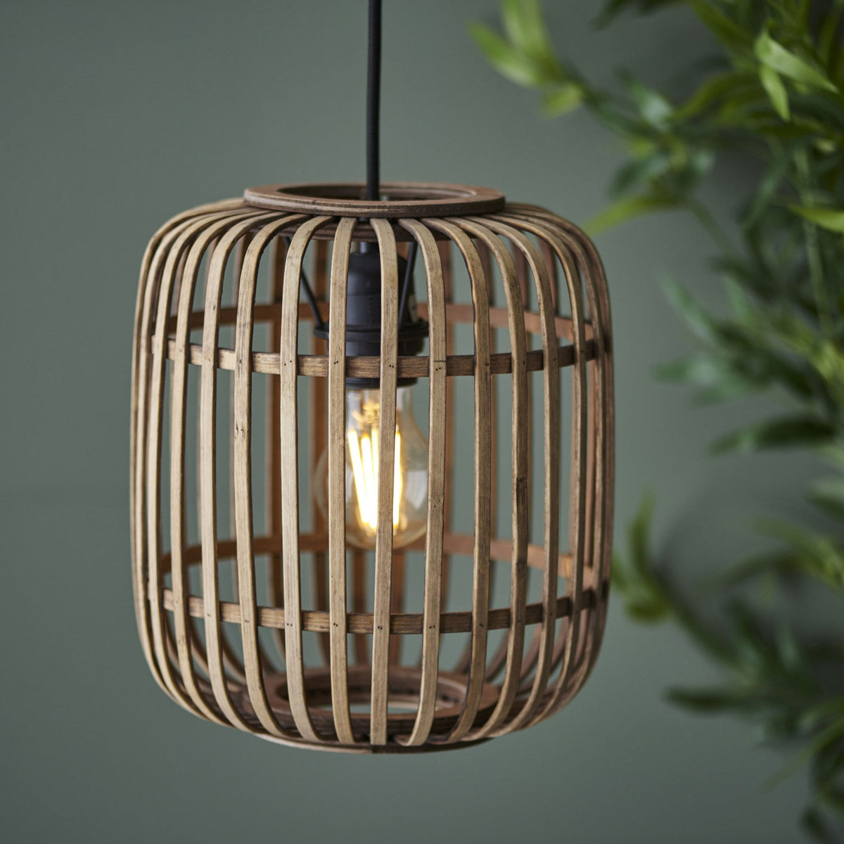 Mathias Single Pendant with Light Bamboo Cage