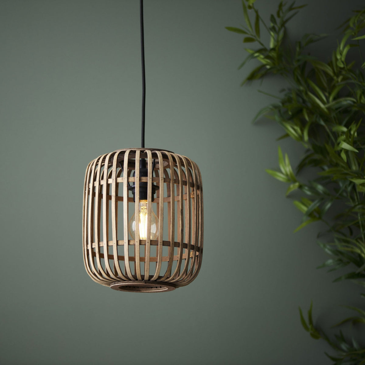 Mathias Single Pendant with Light Bamboo Cage